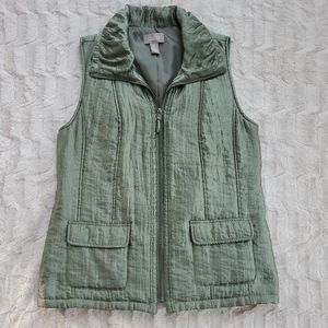 Chico's Olive Green Zip Up Vest Size 1
